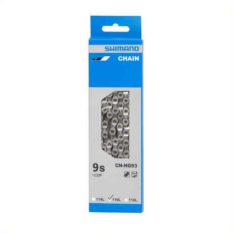 Shimano HG93 Chain 9v - Durable, corrosion-resistant bicycle chain for MTB road - 116 links - Black