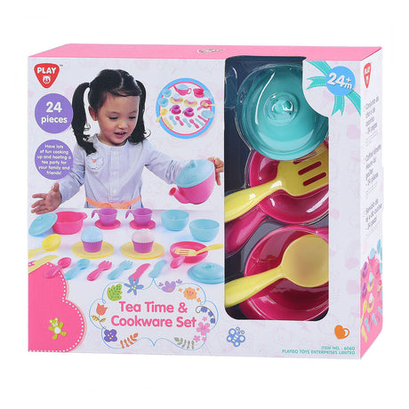 Play tea set and cooking accessories, 24 pcs.