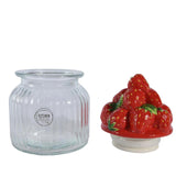 Decoris storage jar strawberry made of glass earthenware dia.11x19cm