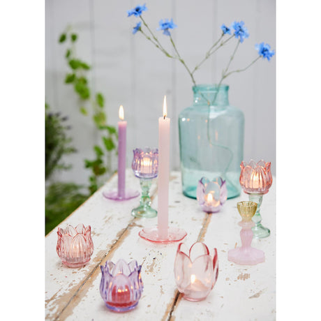 Decoris tealight holder glass tulip h16cm