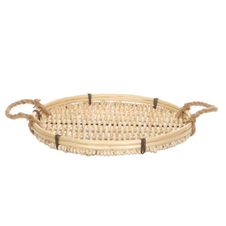Hbx natural living tray with handles ø35xh4cm
