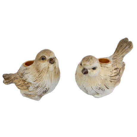 Aner Marken Käerzenhirstellung Bird Jack Cr egrave;me brong Polystone 13,5x9x10,2 cm