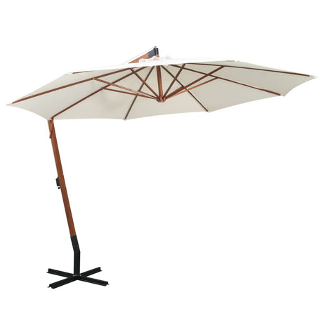 Vidaxl Cantilever Parasol with Wooden Pole 350 cm White