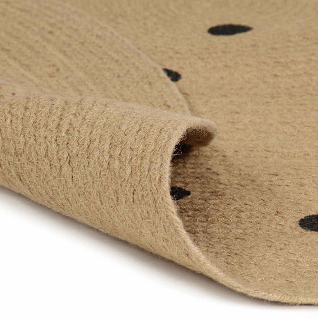 Tapis Vidaxx fait main avec imprimé à pois 90 cm jute