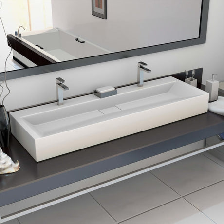 Vidaxl washbasin 120x46x11 cm mineral cast marble cast white