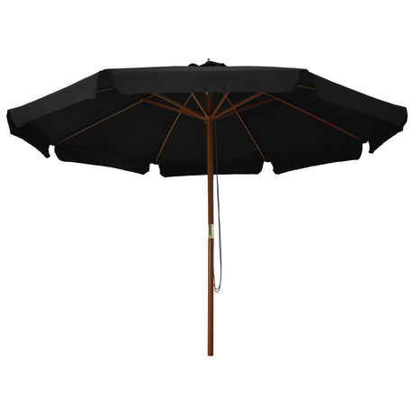 Vidaxl parasol with wooden pole 330 cm black