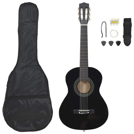 Vidaxl 8-Piece Classical Guitar Set for Beginners 1 2 34 Black
