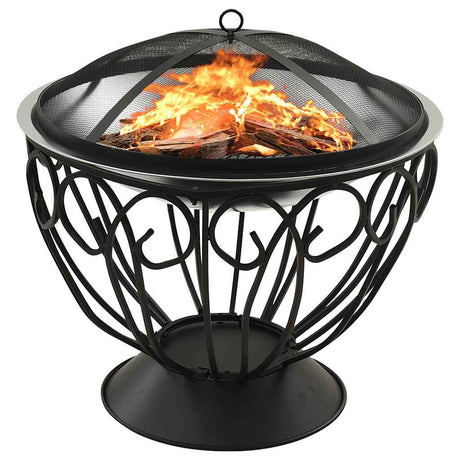 Vidaxl vuurschaal en barbecue 2-in-1 met pook 59x59x60 cm rvs