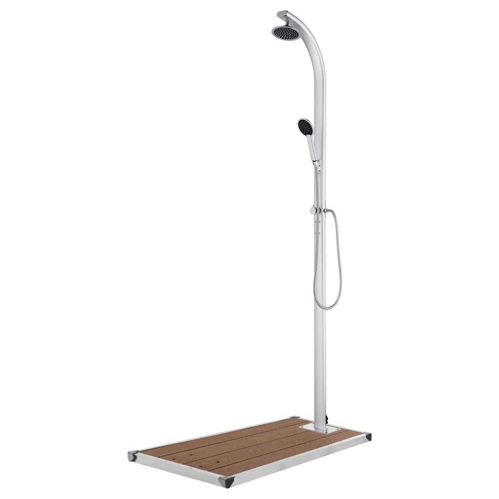 Vidaxl Outdoor Shower with Brown Base 220 cm Aluminium