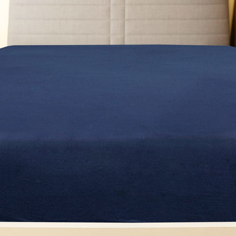 Vidaxl folhas ajustadas 2 ST Jersey 140x200 cm de algodão marinho azul