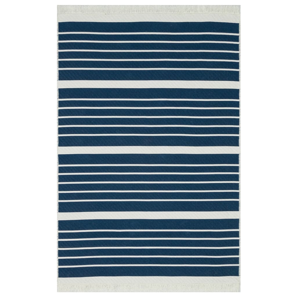 VidaXL Floor Rug 160x230 cm Cotton Navy Blue