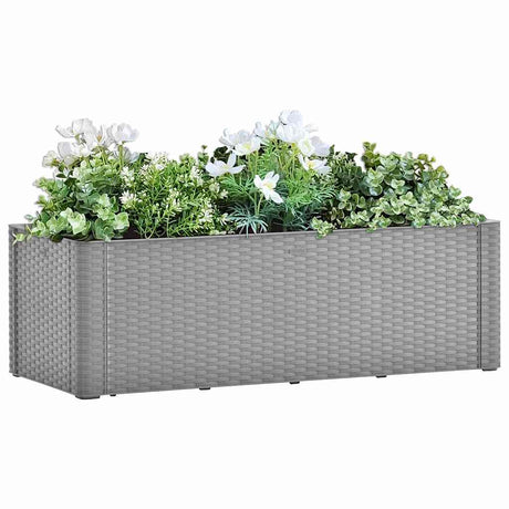 Vidaxl sadilnik, vzgojen s sistemom za zalivanje 100x43x33 cm siva