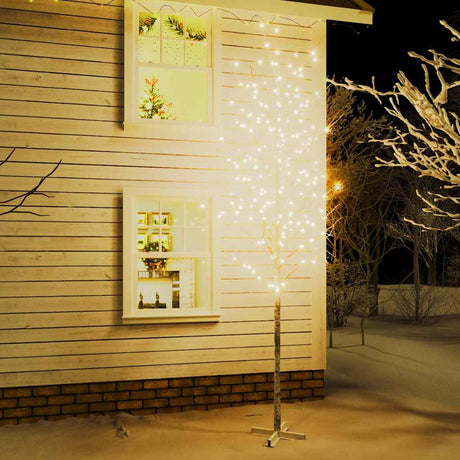 VidaXL birch tree LED 672 LEDs warm white 400 cm white