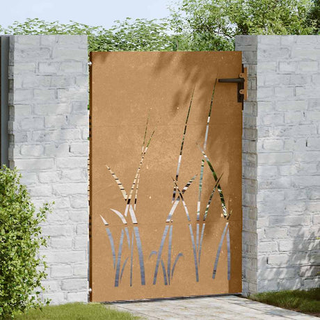 Vidaxl gate 85x125 cm grass design corten steel