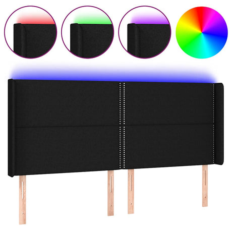 Vidaxl hoofdbord led 163x16x118 128 cm stof zwart