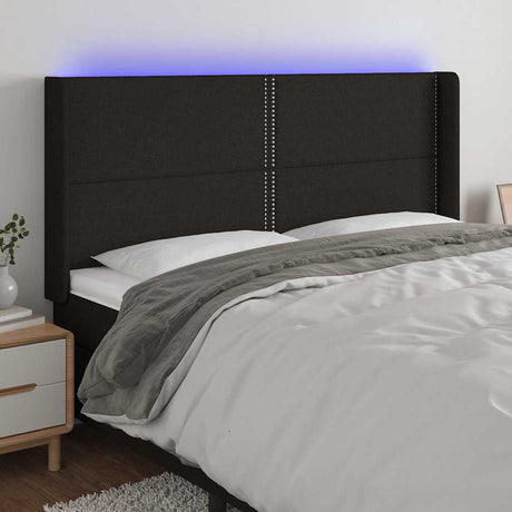 Vidaxl hoofdbord led 163x16x118 128 cm stof zwart