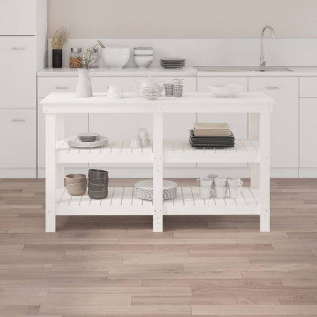 Vidaxl workbench 142.5x50x80 cm solid pinewood white