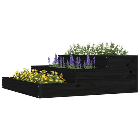 Vidaxx jardinière 78x78x27 cm bois de pin massif noir