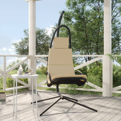 Vidaxl rocking chair with cushion oxford fabric and steel cream color