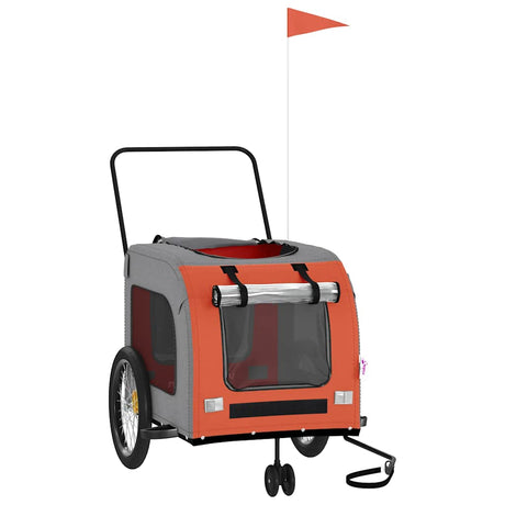 Vidaxl dog bike trailer oxford fabric and iron orange and gray
