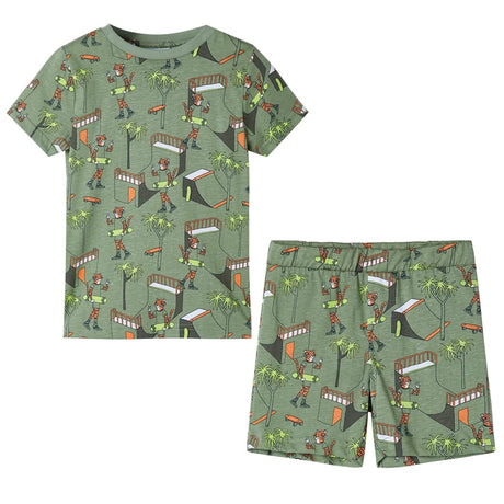Dětské pyžamo Vidaxl s krátkým rukávem 104 světlé khaki