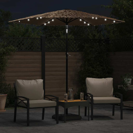 Vidaxx parasoll med LED og stålstang 223x223x213 cm brun