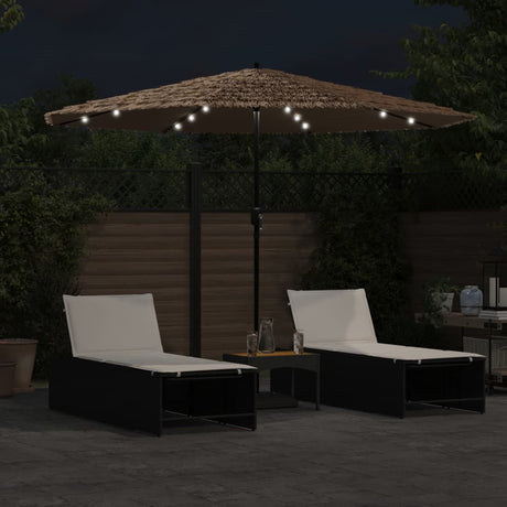 Parasol VidaXL z diodami LED i stalowym słupkiem 324x324x247 cm brązowy