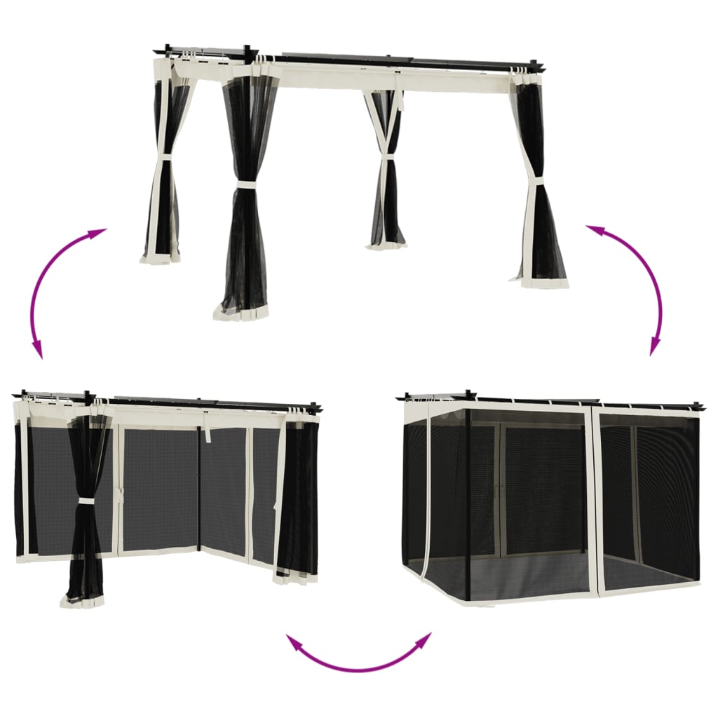 Vidaxx gazebo le ballaí taobh mogalra 3x3 m cruach uachtar-daite