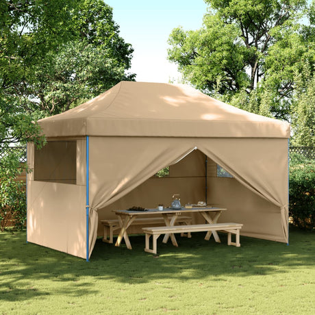 Tente de fête pop-up pliable Vidaxx avec 4 parois latérales beige