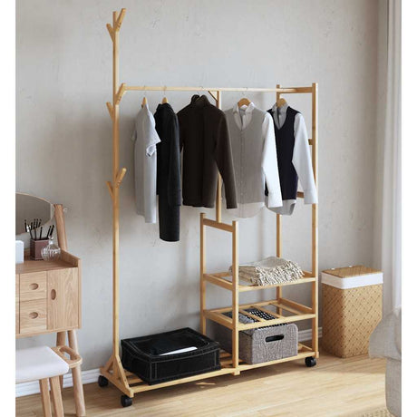 Vidaxx clothes rack with shelves and wheels 100x38x175.5 cm bamboo