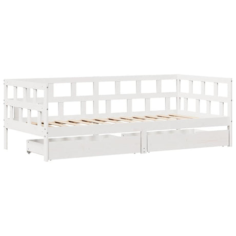 Vidaxl slaapbank met lades 80x200 cm massief grenenhout wit