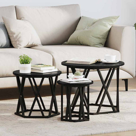 Vidaxl nestbare bijzettafel 3 st zwart eiken 53 x 53 x 40 cm