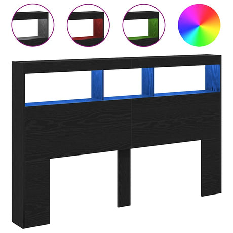 Vidaxl hoofdbordkast met led 160x17x102 cm eikenkleurig zwart