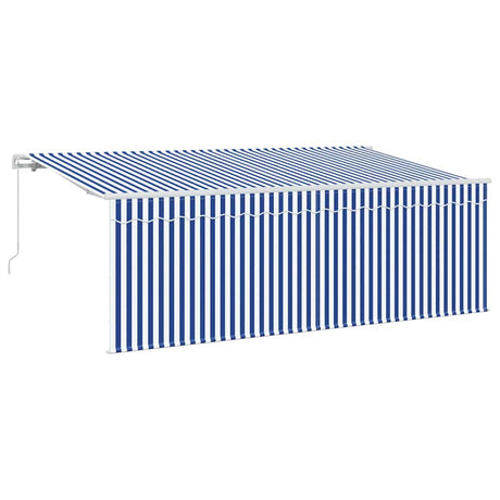 Vidaxl uitschuifbare luifel blauw en wit 400 x 200 cm