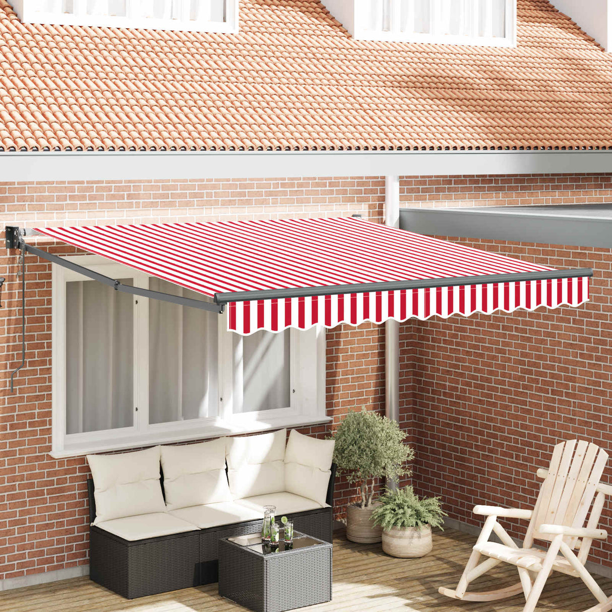 Vidaxl uitschuifbare luifel rood en wit 300 x 250 cm