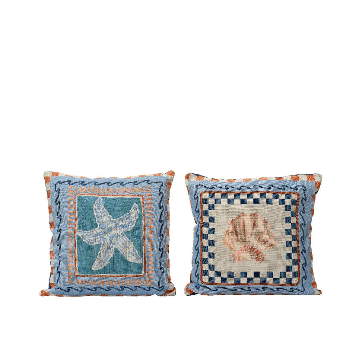 Decoris cushion with shell polyester cotton 43x43x4cm 2 assorted