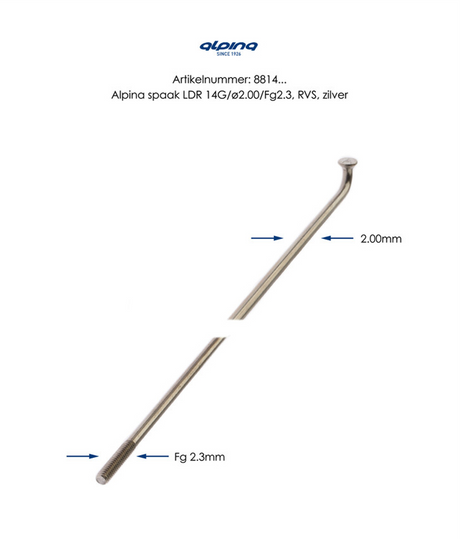 Spokes stainless steel 14-290 per 144 Alpina