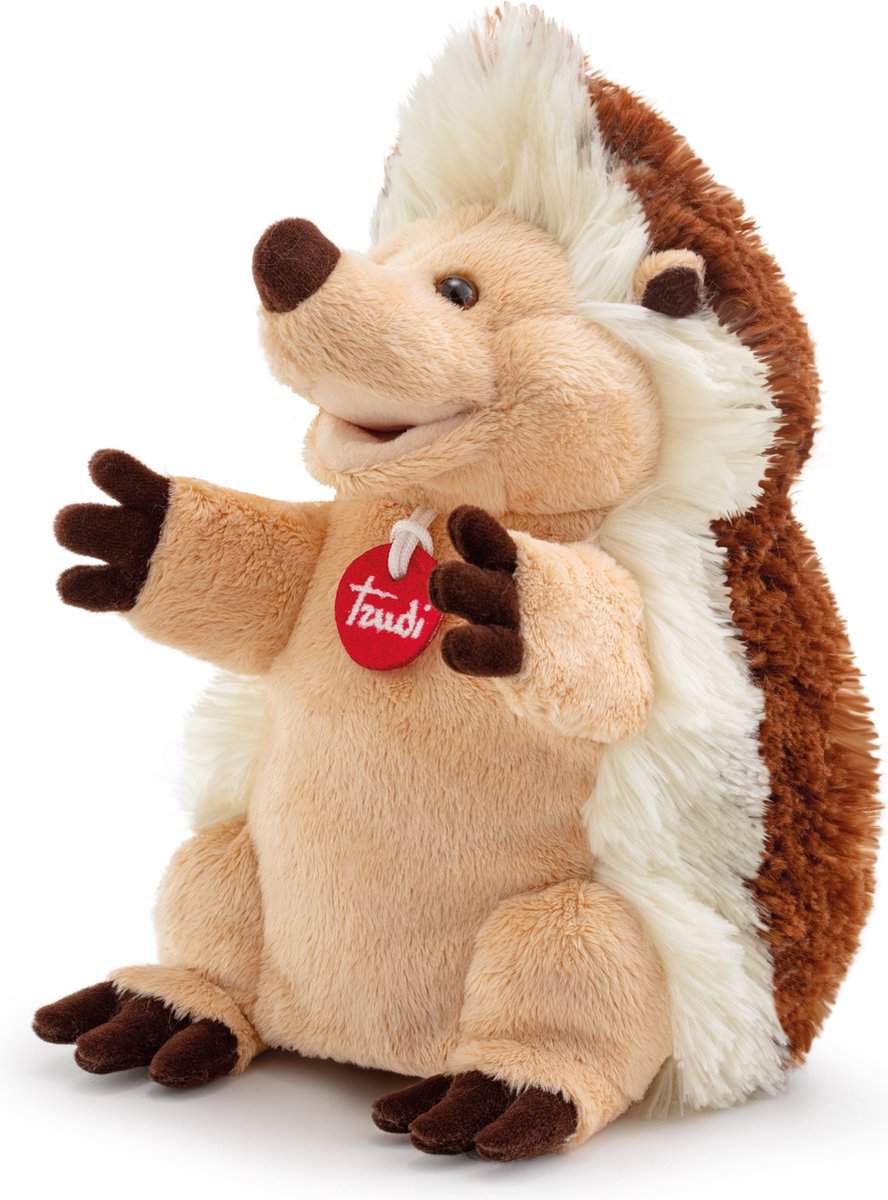 Trudi - fantoches ouriço fantoche de mão 25 cm - feito à mão na Itália - pelúcia macia - brinquedo fofinho para meninos e meninas - bege marrom - 16x25x21 cm tamanho s