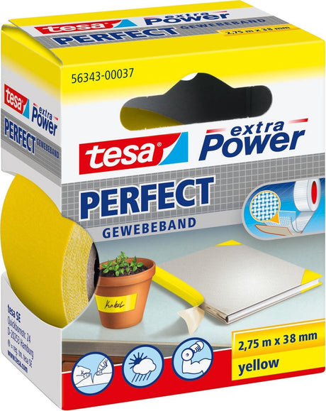 Tesa perfect 56343-00037-03 textile tape extra power yellow (L x W) 2.75 m x 38 mm 1 piece(s)