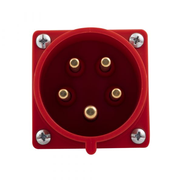 Gp cee 5p 32a 400v flush socket red with pins - 6315177