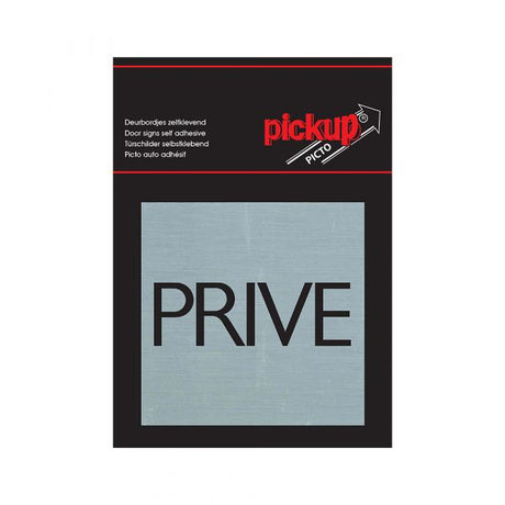 Aluminiumskylt prive - 80x80 mm självhäftande.