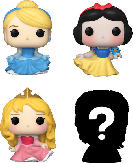 Funko bitty pop: Disney princezná 4-balenie série 3 - Popoluška 222 - snehovo biela 339 - Aurora 325 + mystery