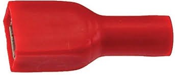 Box of 100 sliding plug flat female insulated red