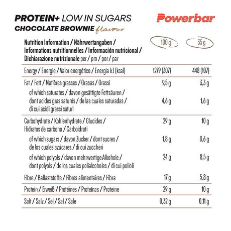 Powerbar protein+ alacsony cukortartalmú (30 x 35 gr) - csokis brownie