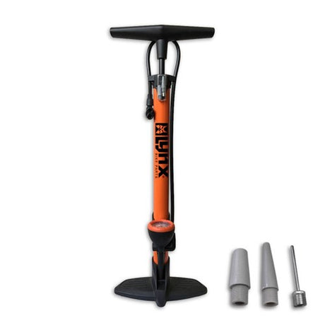 bicycle pump with pressure gauge 6 bar orange