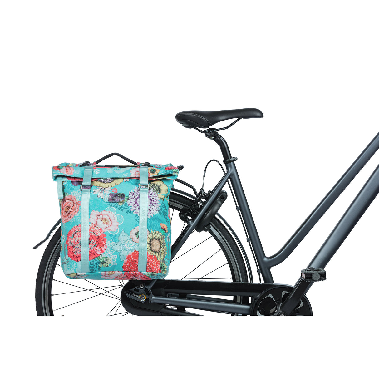 Basil Bloom Field double pannier, waterproof, sky blue, 35L