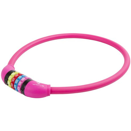 M-wave number kabelový zámek silikonový růžový 65cm12mm