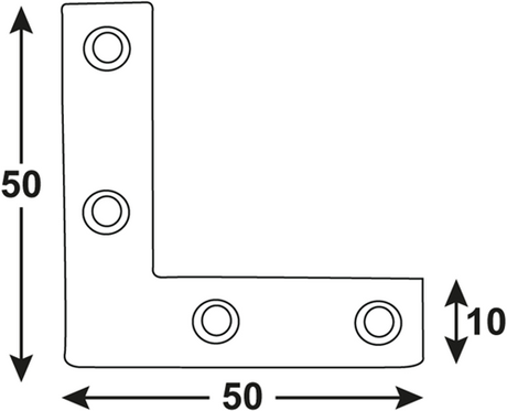 Connex 10 pcs. Flat brace 50x50x10 zinc-plated - dyb2005631