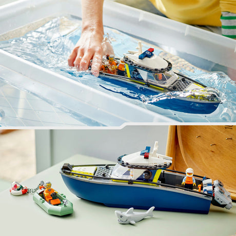 Lego ® city chase with police boat, really floats - 60456