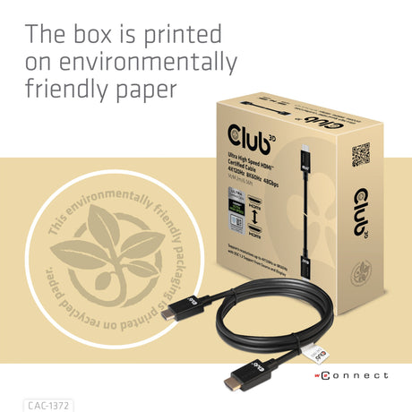 Club 3D ultra vysokorychlostní HDMI 2.1 certifikovaný kabel samec-samec (černý, 2 metry, 4K 120Hz, 8K 60Hz, 48Gbps)